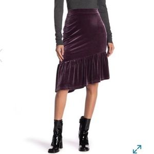Free Press Asymmetrical Velvet Ruffle Hem Skirt
